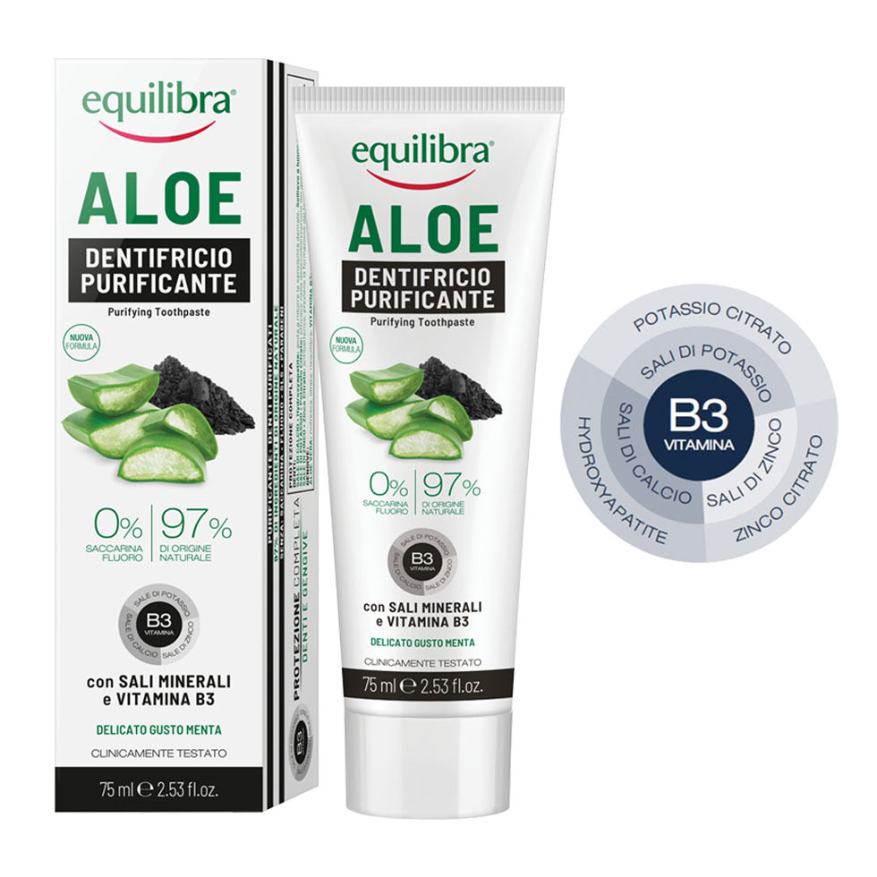 Aloe vera gel toothpaste with activated charcoal, 75 ml