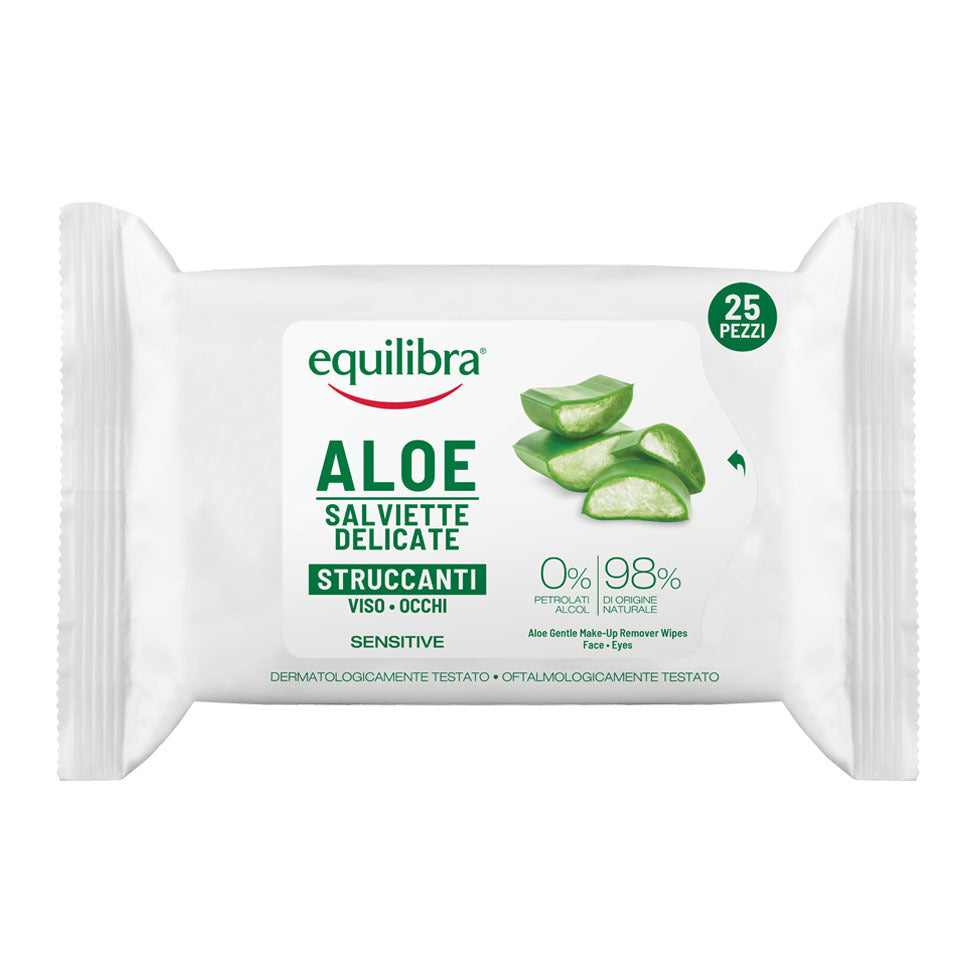 Makeup remover wipes with aloe vera - 25 pieces