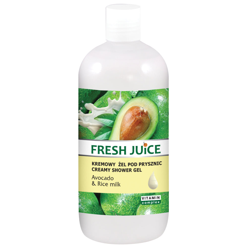 Fresh Juice Regenerating shower gel with avocado and rice milk, 500 ml