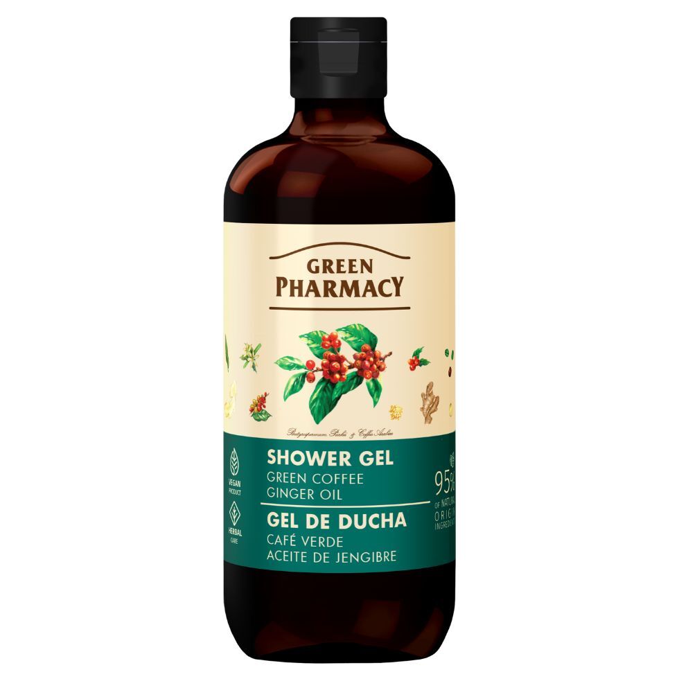 Shower gel with green coffee and ginger oil, 500 ml