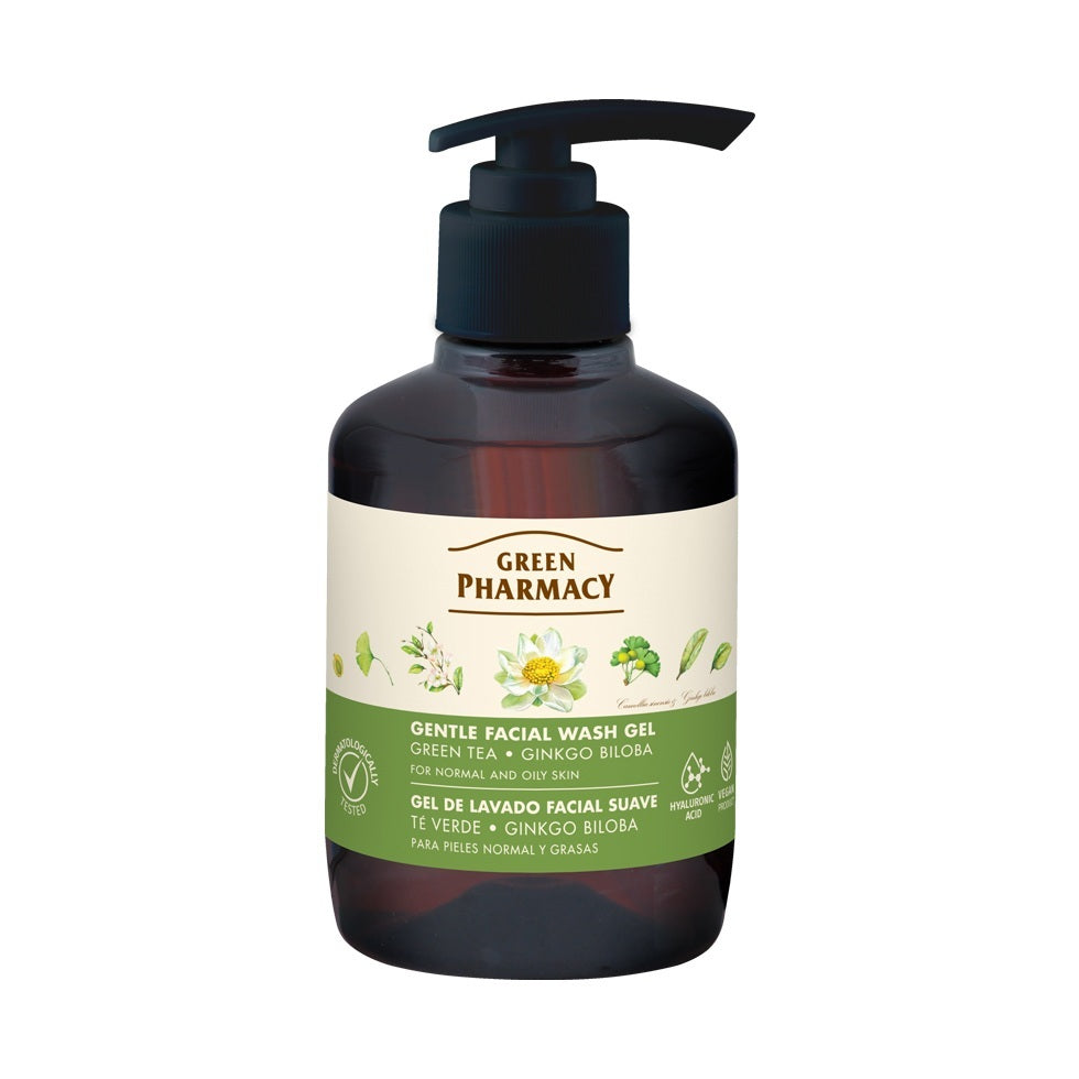 Delicate facial cleansing gel with green tea and ginkgo biloba, 270 ml