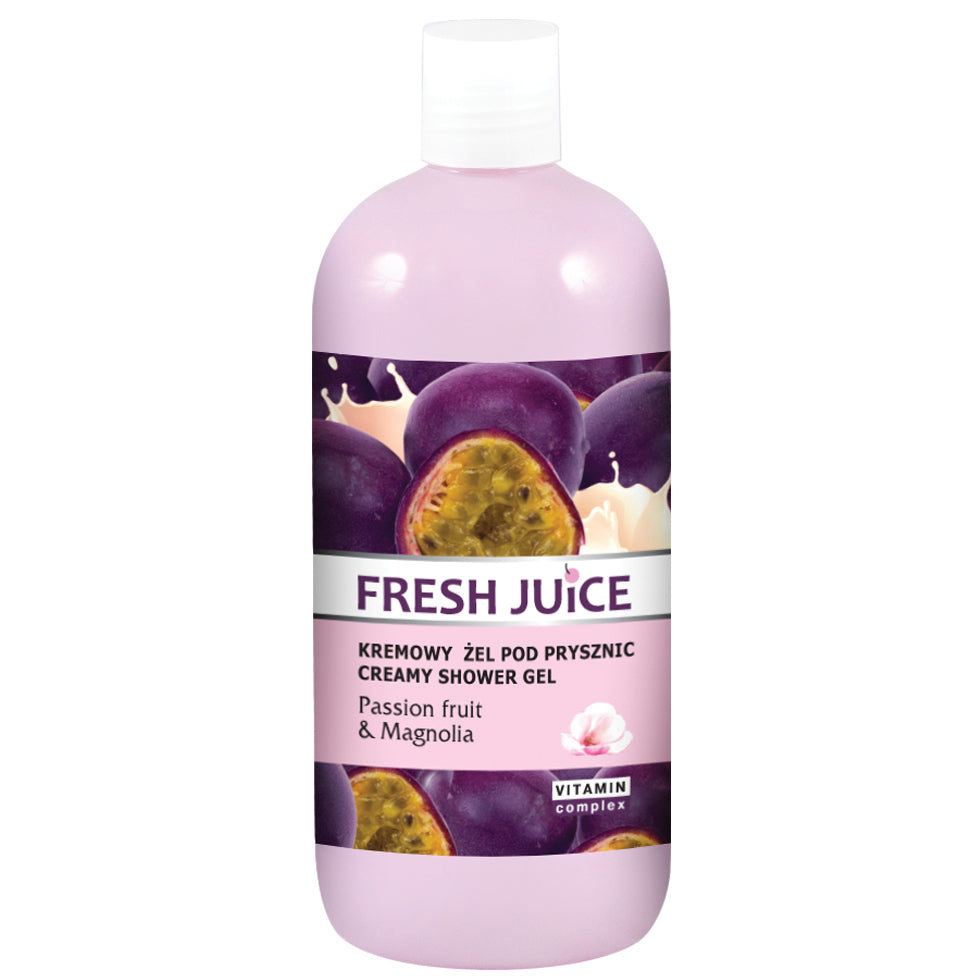 Fresh Juice Hydrating shower gel with passion fruit and magnolia, 500 ml