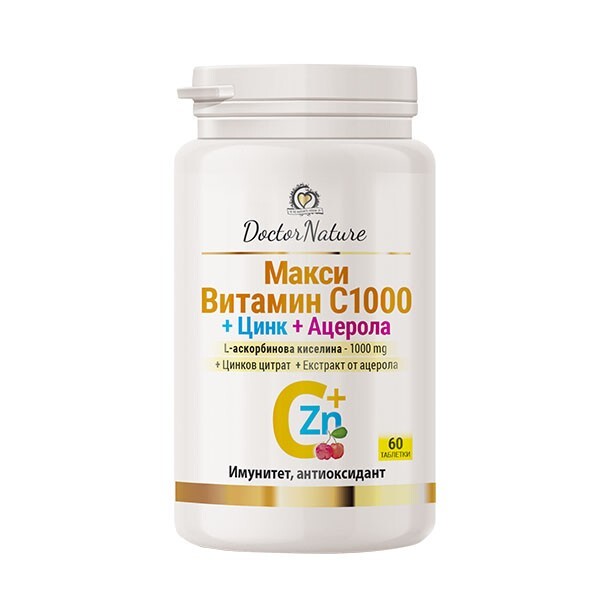 Dr. Nature Maxi Vitamin C1000 + Zinc + Acerola, 60 tablets